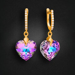 Hopeiset korvakorut „Romantic Heart III (Vitrail Light)“ Swarovskin kristalleilla hinta ja tiedot | Korvakorut | hobbyhall.fi