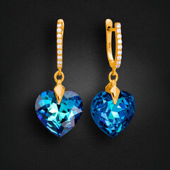 Hopeiset korvakorut „Romantic Heart III (Bermuda Blue)“ Swarovskin kristalleilla hinta ja tiedot | Korvakorut | hobbyhall.fi