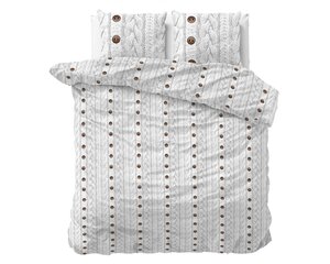 Vuodevaatesetti, Knit Buttons Sleeptime, flanelli, 200 x 220 cm hinta ja tiedot | Pussilakanat | hobbyhall.fi