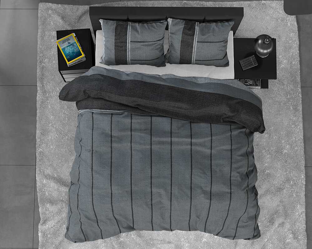Vuodevaatesetti, Sleeptime Kees, 200x220 cm, tummanharmaa, puuvillasekoitus, 3 osaa hinta ja tiedot | Pussilakanat | hobbyhall.fi