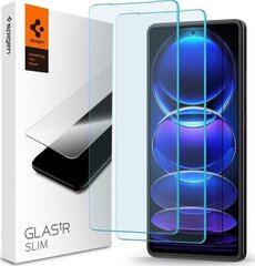 Suojalasi Spigen Glas.TR Slim 2-Pack Xiaomi Redmi Note 12 Pro 5G / 12 Pro Plus 5G / Poco X5 Pro 5G hinta ja tiedot | Näytönsuojakalvot ja -lasit | hobbyhall.fi