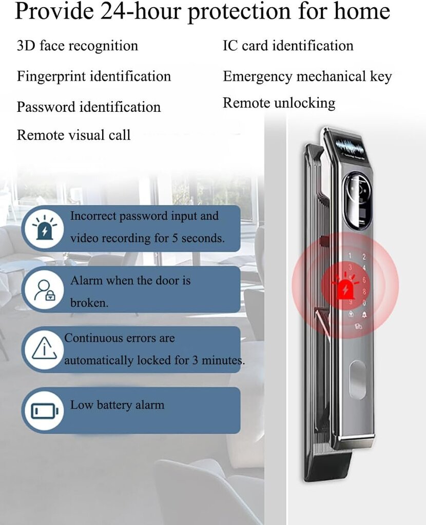 Älylukko sormenjälkien, kameran ja salasanan APP-ohjauksella hinta ja tiedot | Lukot | hobbyhall.fi