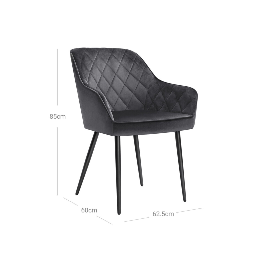 Pehmustettu nojatuoli harmailla käsinojilla SONGMICS SHPME333 hinta ja tiedot | Ruokapöydän tuolit | hobbyhall.fi