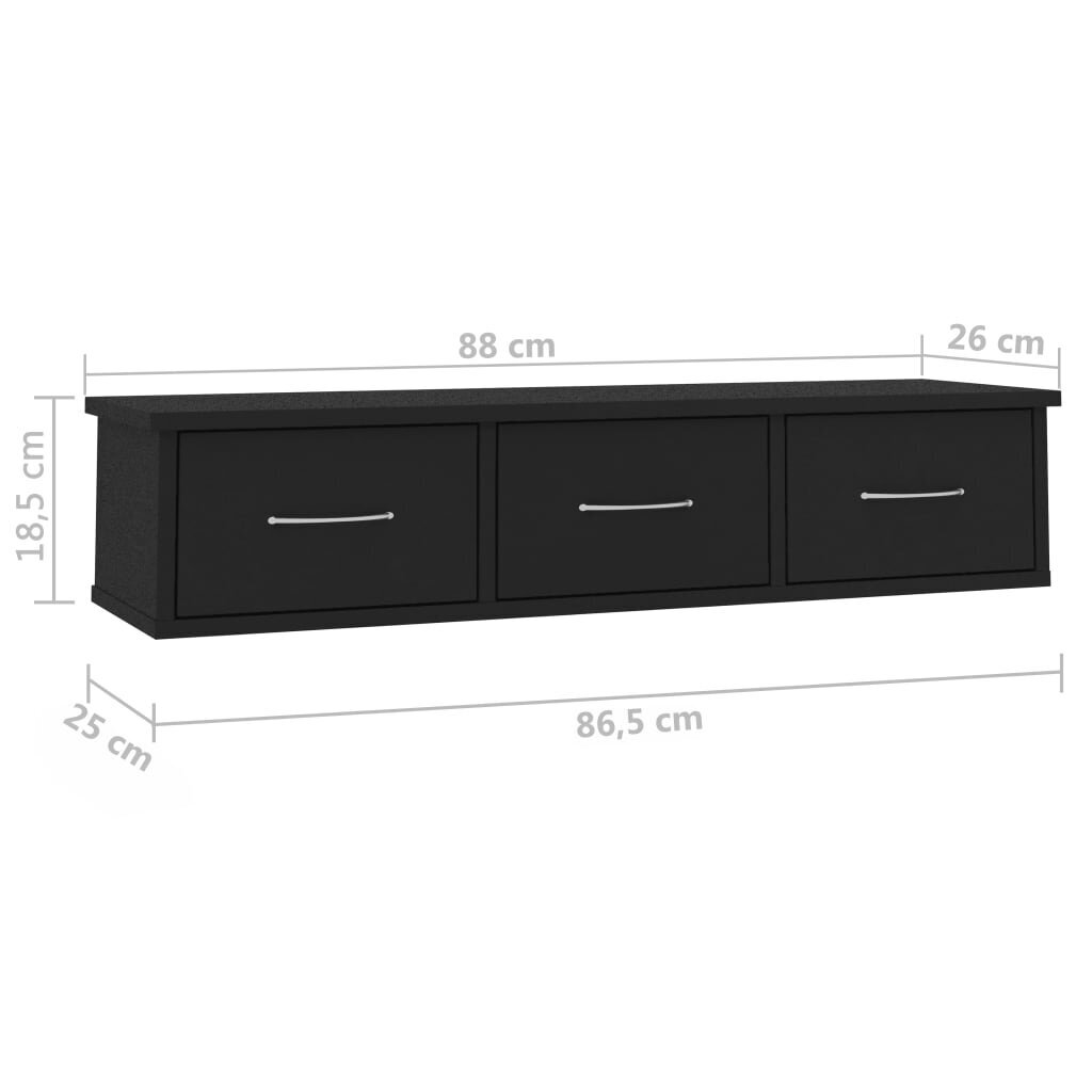 vidaXL Seinälaatikkohylly musta 88x26x18,5 cm lastulevy hinta ja tiedot | Hyllyt | hobbyhall.fi