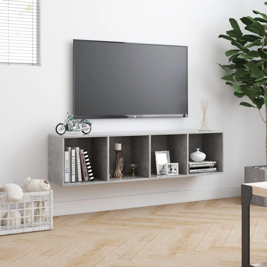 vidaXL Kirjahylly/TV-taso betoninharmaa 143x30x36 cm hinta ja tiedot | Hyllyt | hobbyhall.fi