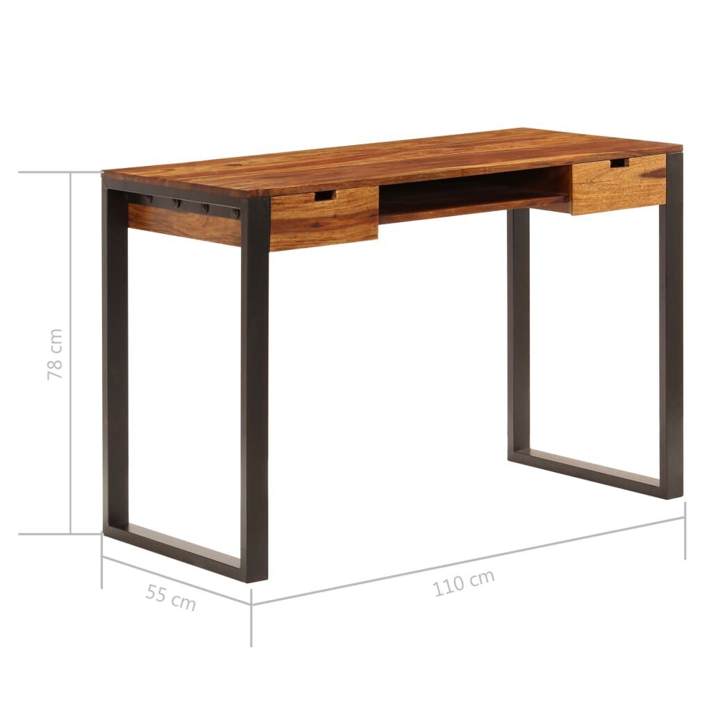 vidaXL Työpöytä 110x55x78 cm seesampuu ja teräs hinta ja tiedot | Tietokonepöydät ja työpöydät | hobbyhall.fi