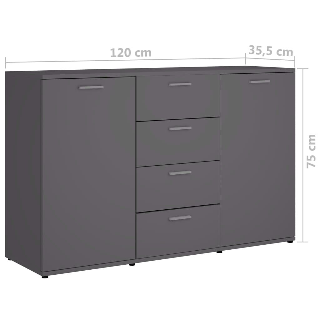 vidaXL Senkki harmaa 120x35,5x75 cm lastulevy hinta ja tiedot | Olohuoneen kaapit ja lipastot | hobbyhall.fi