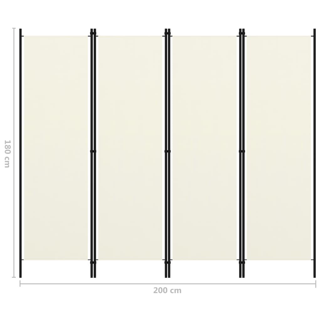 vidaXL 4-paneelinen tilanjakaja kermanvalkoinen 200x180 cm hinta ja tiedot | Sermit ja tilanjakajat | hobbyhall.fi