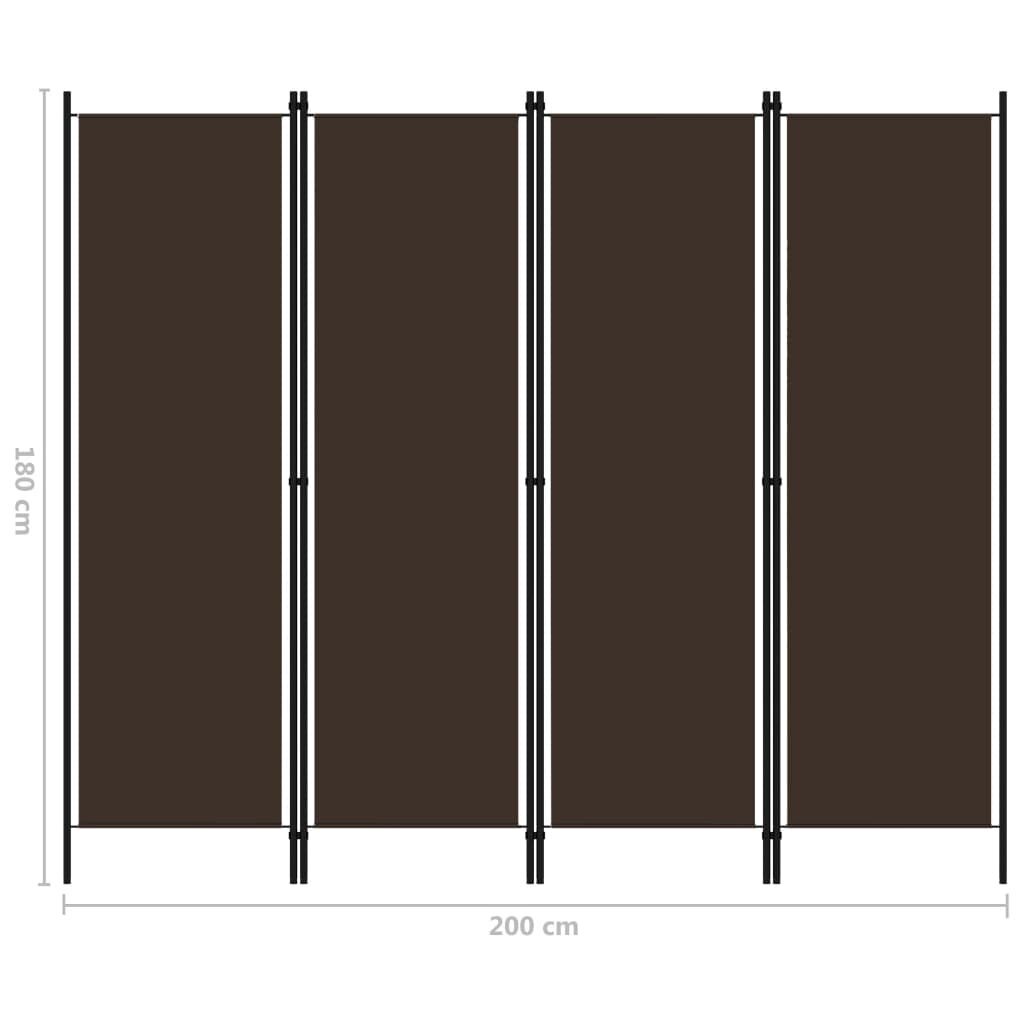 vidaXL 4-paneelinen tilanjakaja ruskea 200x180 cm hinta ja tiedot | Sermit ja tilanjakajat | hobbyhall.fi