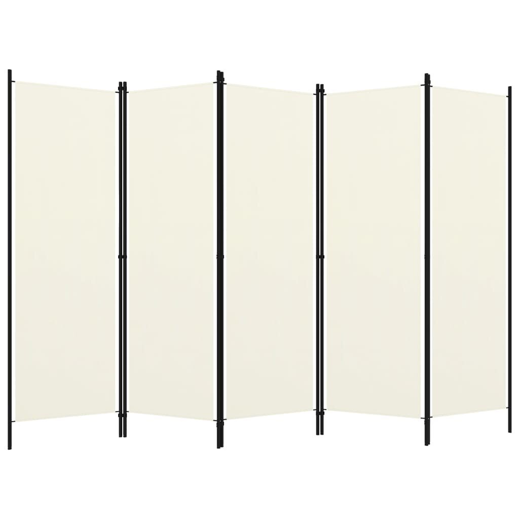 vidaXL 5-paneelinen tilanjakaja kermanvalkoinen 250x180 cm hinta ja tiedot | Sermit ja tilanjakajat | hobbyhall.fi