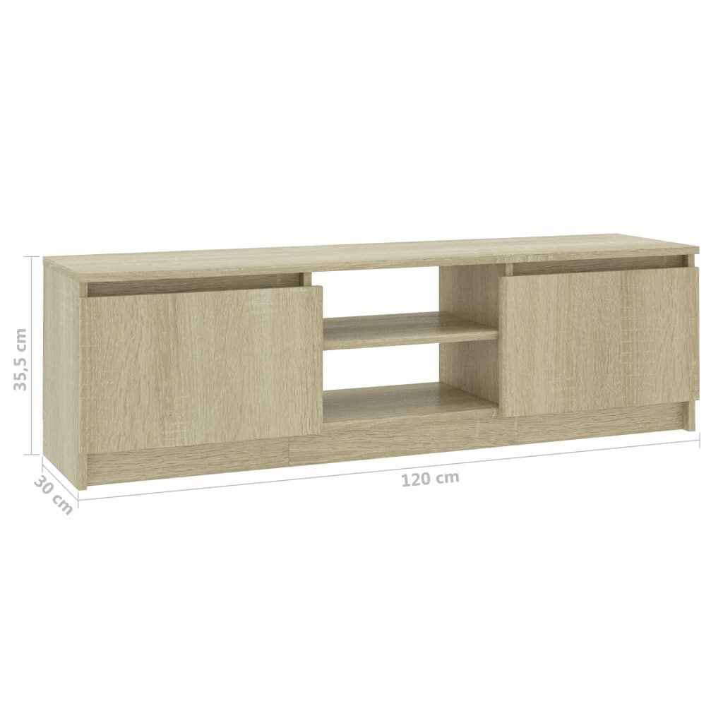 vidaXL TV-taso Sonoma-tammi 120x30x35,5 cm lastulevy hinta ja tiedot | TV-tasot | hobbyhall.fi