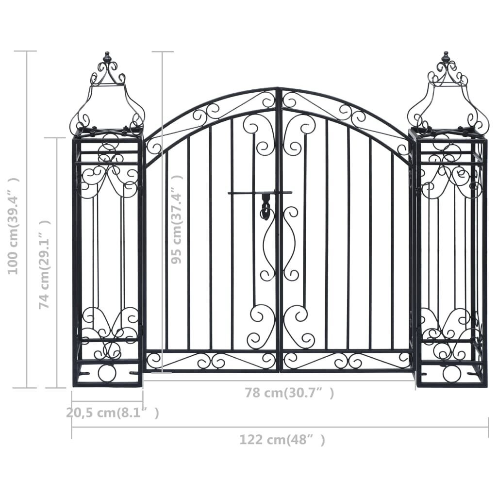 vidaXL Koristeellinen puutarhaportti takorauta 122x20,5x100 cm hinta ja tiedot | Aidat ja tarvikkeet | hobbyhall.fi