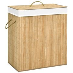 vidaXL Bambu pyykkikori 2 osiota 100 l hinta ja tiedot | Kylpyhuoneen sisustus | hobbyhall.fi