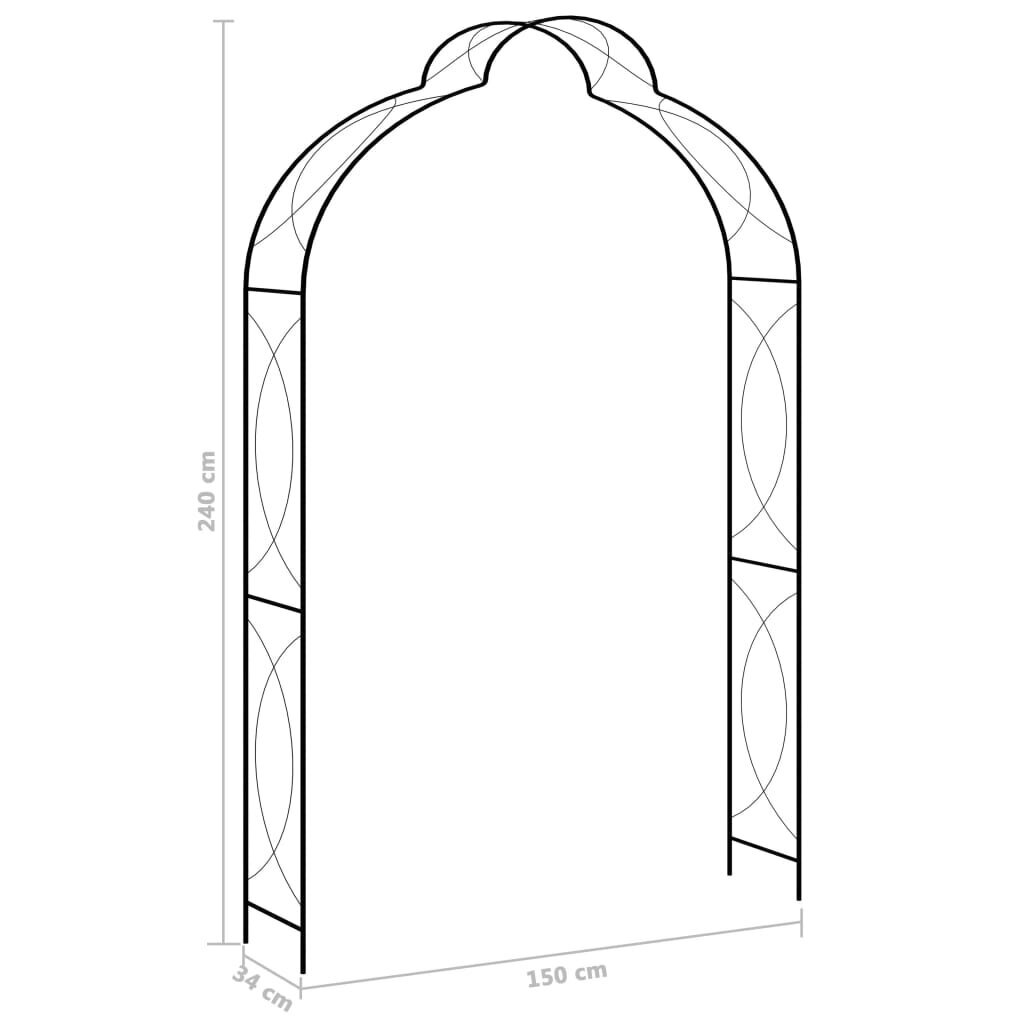 vidaXL Puutarhakaari musta 150x34x240 cm rauta hinta ja tiedot | Puutarhakoristeet | hobbyhall.fi