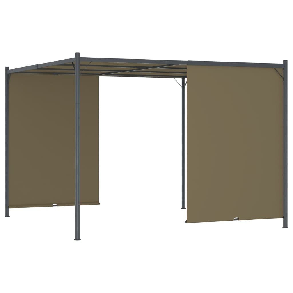 vidaXL Pergola sisäänvedettävä katto 3x3 m ruskeanharmaa 180 g/m² hinta ja tiedot | Puutarhakoristeet | hobbyhall.fi