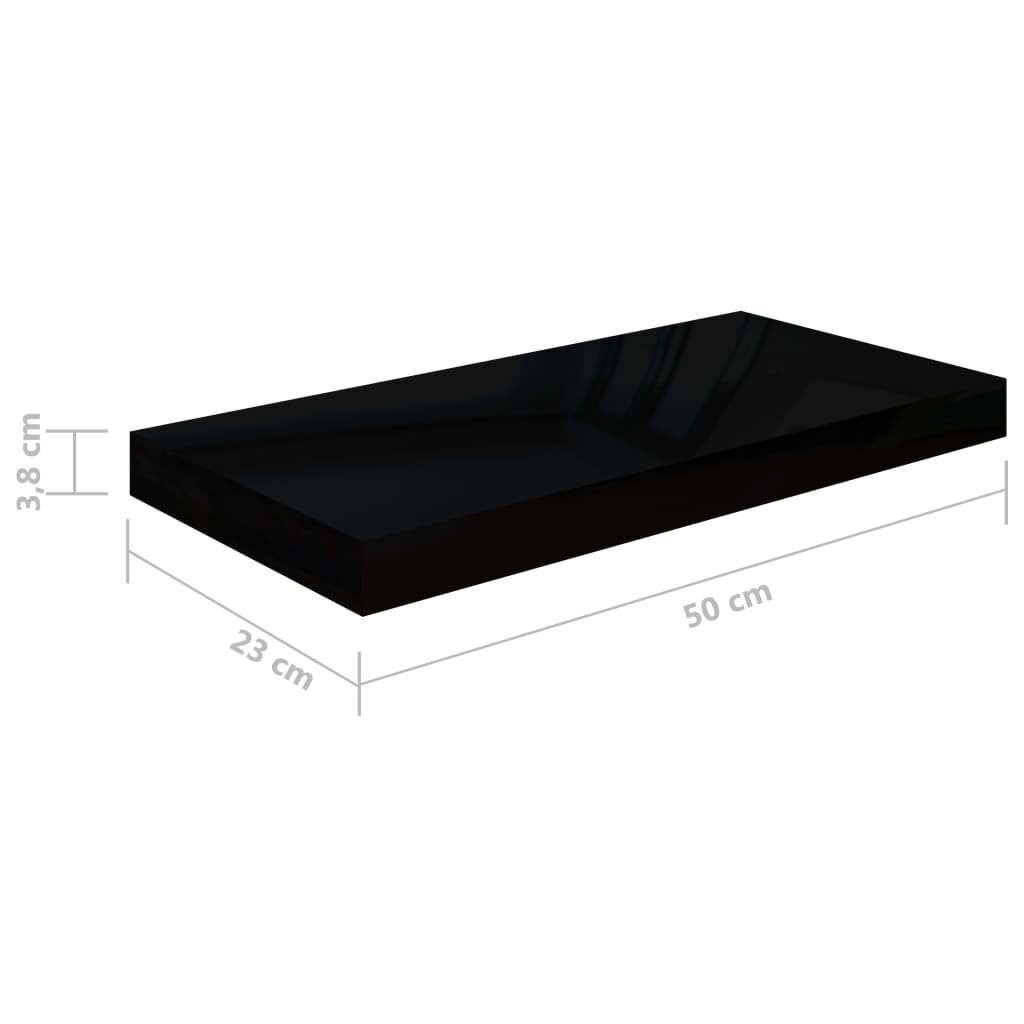 vidaXL Kelluva seinähylly korkeakiilto musta 50x23x3,8 cm MDF hinta ja tiedot | Hyllyt | hobbyhall.fi