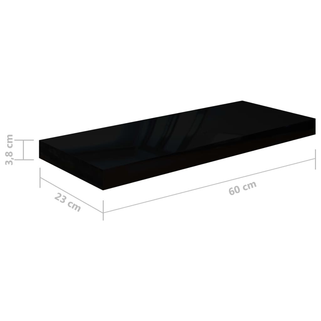 vidaXL Kelluvat seinähyllyt 2kpl korkeakiilto musta 60x23,5x3,8 cm MDF hinta ja tiedot | Hyllyt | hobbyhall.fi