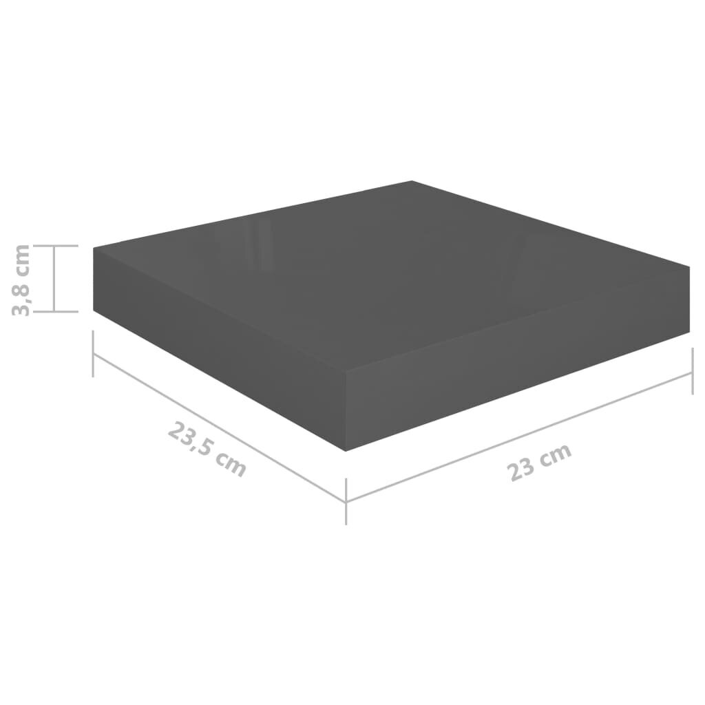 vidaXL Kelluva seinähylly korkeakiilto harmaa 23x23,5x3,8 cm MDF hinta ja tiedot | Hyllyt | hobbyhall.fi