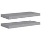 vidaXL Kelluvat seinähyllyt 2 kpl harmaa 60x23,5x3,8 cm MDF hinta ja tiedot | Hyllyt | hobbyhall.fi