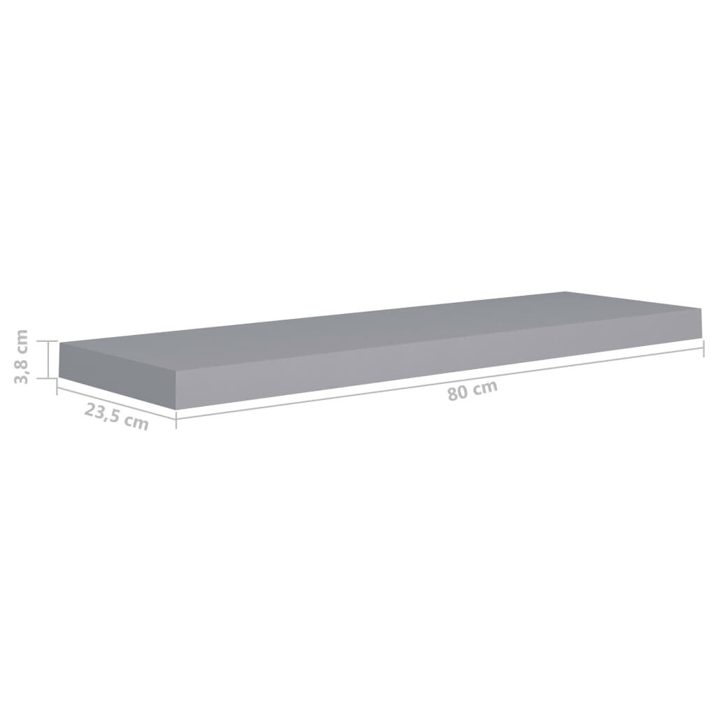 vidaXL Kelluva seinähylly harmaa 80x23,5x3,8 cm MDF hinta ja tiedot | Hyllyt | hobbyhall.fi