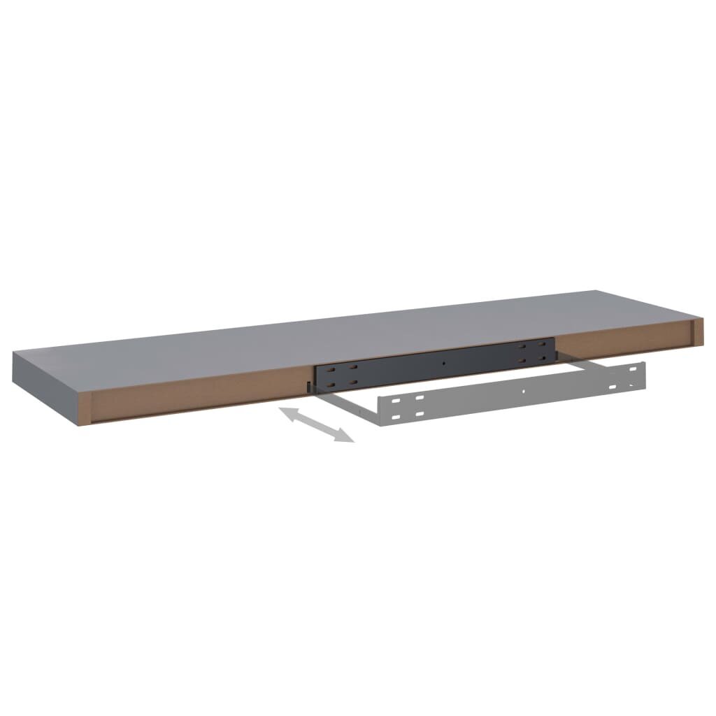 vidaXL Kelluvat seinähyllyt 2 kpl harmaa 90x23,5x3,8 cm MDF hinta ja tiedot | Hyllyt | hobbyhall.fi