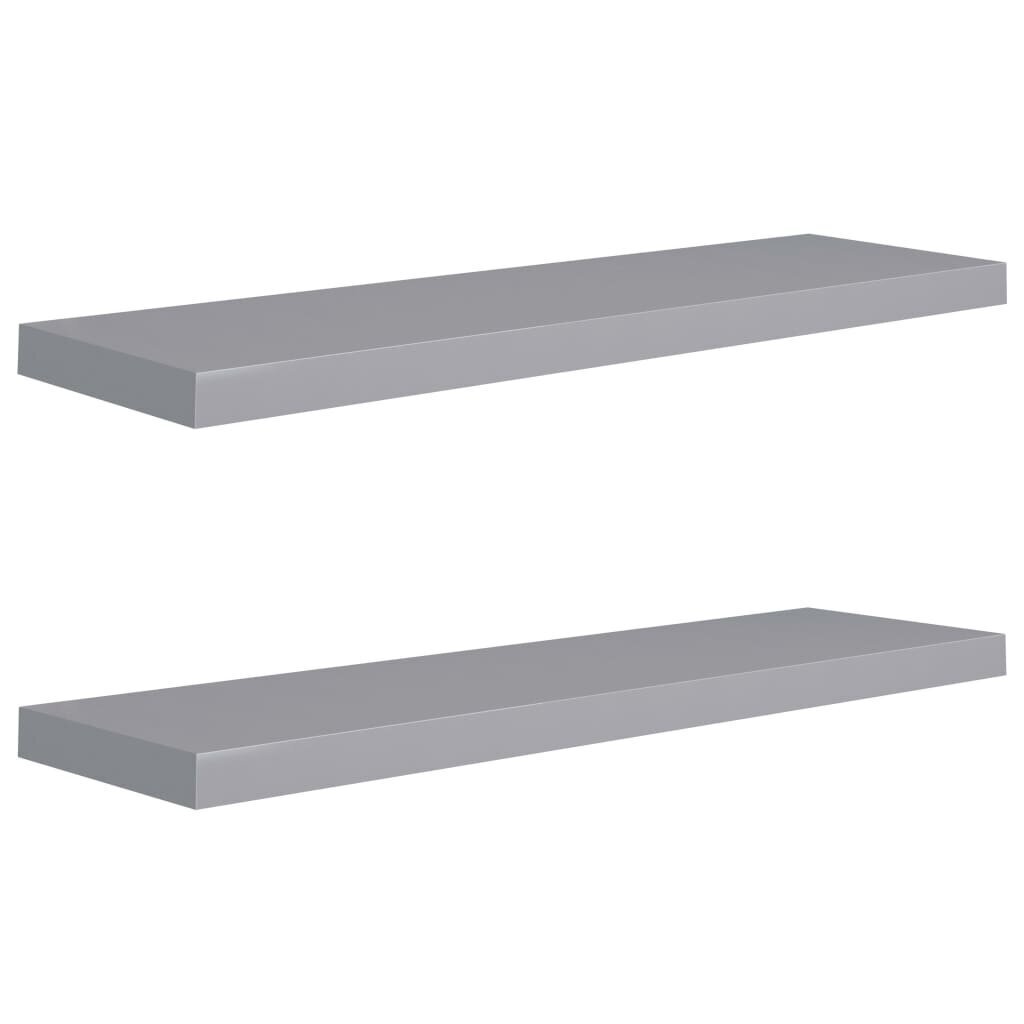 vidaXL Kelluvat seinähyllyt 2 kpl harmaa 90x23,5x3,8 cm MDF hinta ja tiedot | Hyllyt | hobbyhall.fi