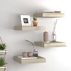 vidaXL Kelluvat seinähyllyt 4 kpl tammi 23x23,5x3,8 cm MDF hinta ja tiedot | Hyllyt | hobbyhall.fi