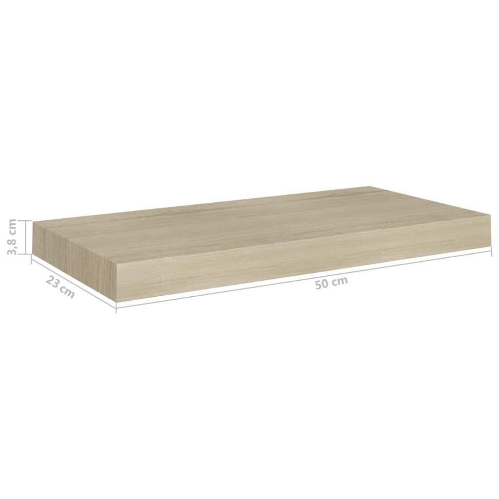 vidaXL Kelluvat seinähyllyt 2 kpl tammen värinen 50x23x3,8 cm MDF hinta ja tiedot | Hyllyt | hobbyhall.fi