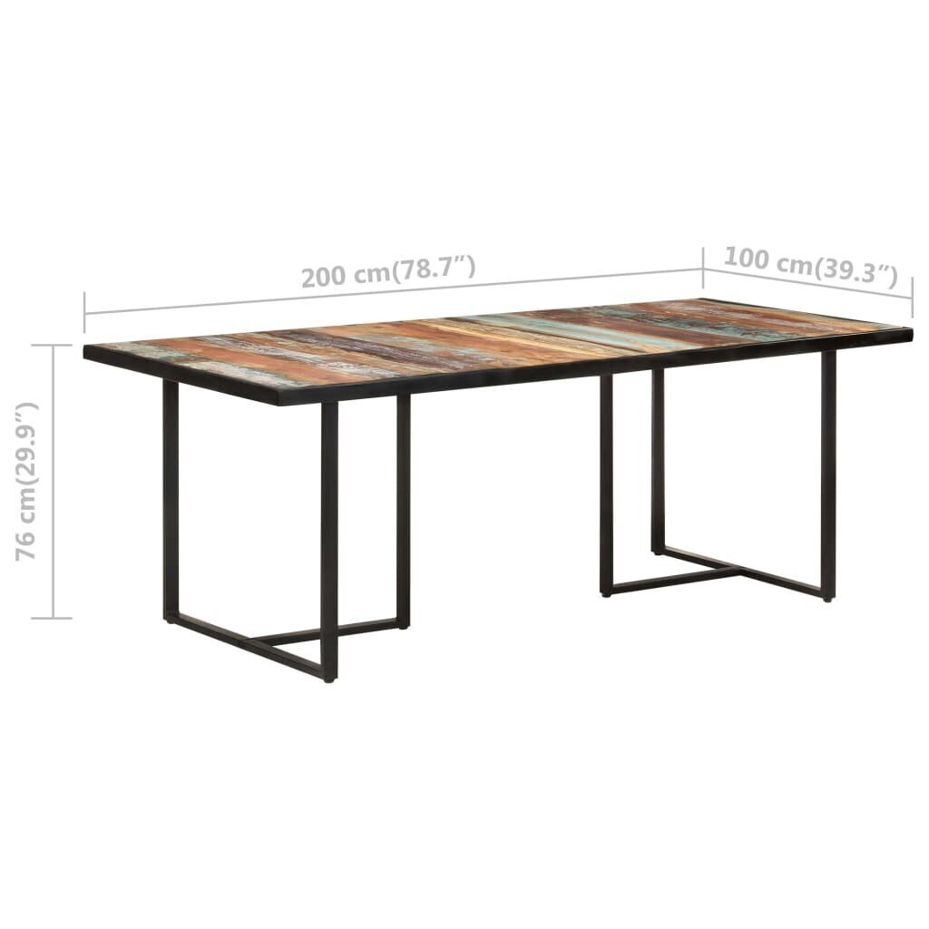 vidaXL Ruokapöytä 200 cm kierrätetty täyspuu hinta ja tiedot | Ruokapöydät | hobbyhall.fi