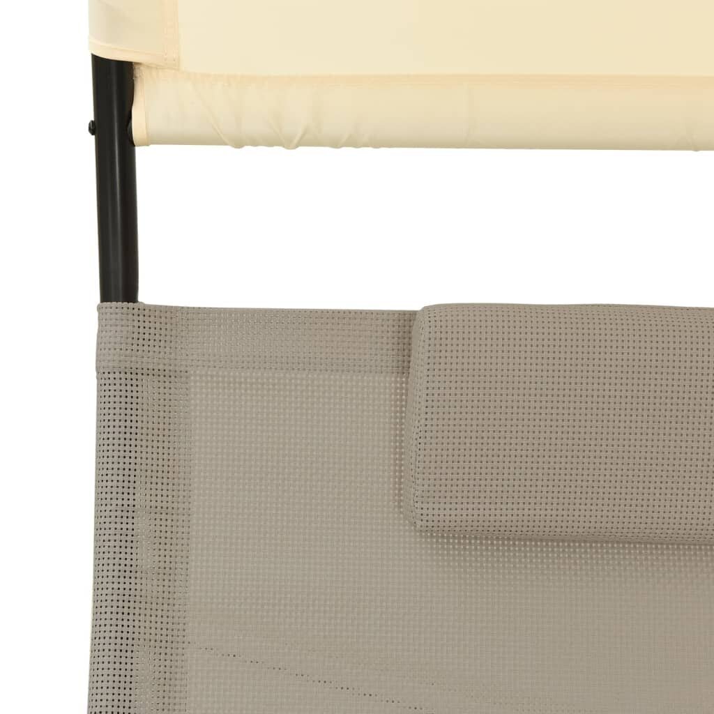 vidaXL 2-istuttava aurinkotuoli katoksella textilene taupe ja kerma hinta ja tiedot | Aurinkotuolit | hobbyhall.fi