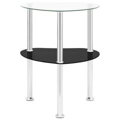 vidaXL 2-tasoinen sivupöytä läpinäkyvä/musta 38x38x50cm karkaistu lasi hinta ja tiedot | Sohvapöydät | hobbyhall.fi