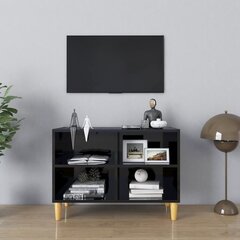 vidaXL TV-taso täyspuiset jalat korkeakiilto musta 69,5x30x50 cm hinta ja tiedot | TV-tasot | hobbyhall.fi