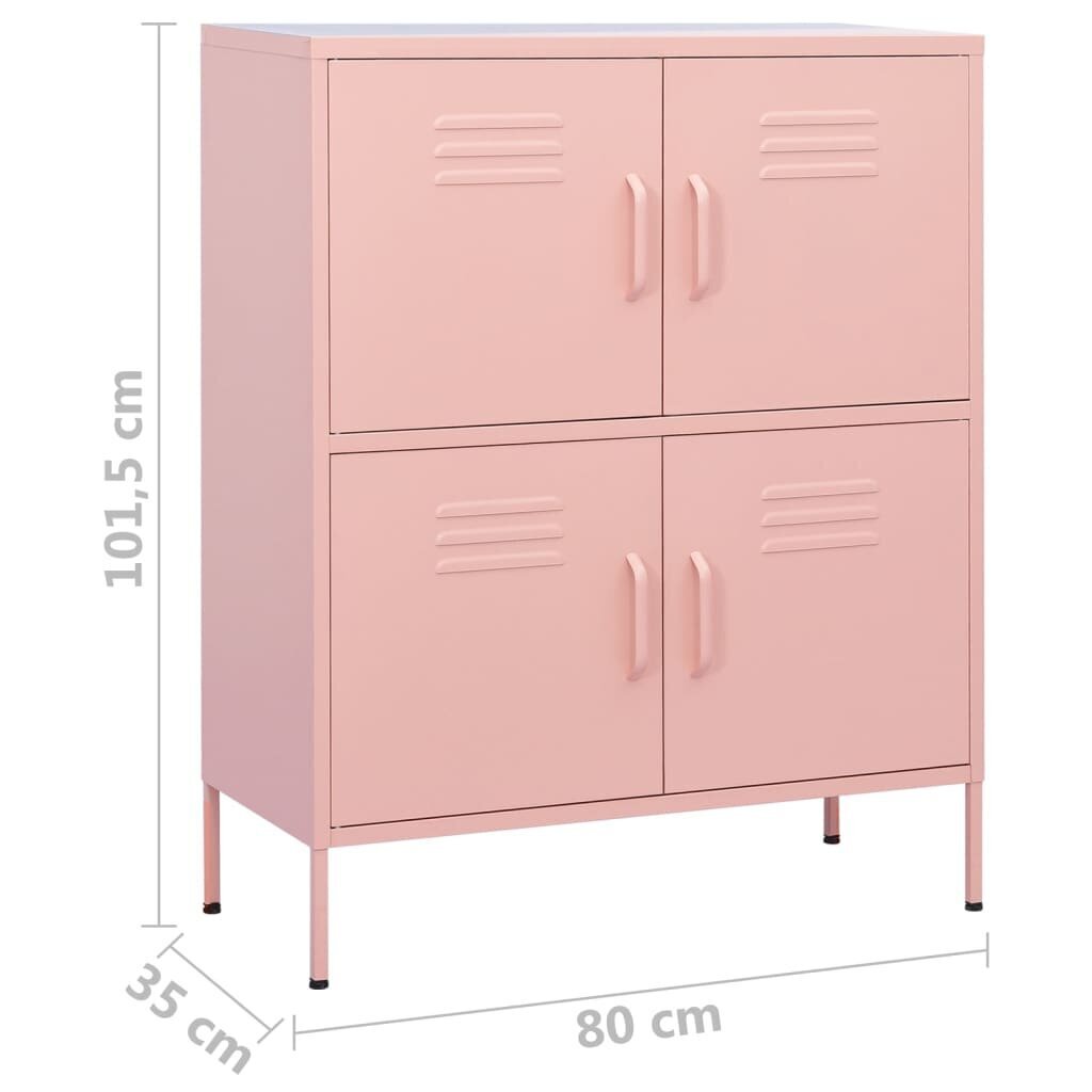 vidaXL Varastokaappi pinkki 80x35x101,5 cm teräs hinta ja tiedot | Olohuoneen kaapit ja lipastot | hobbyhall.fi