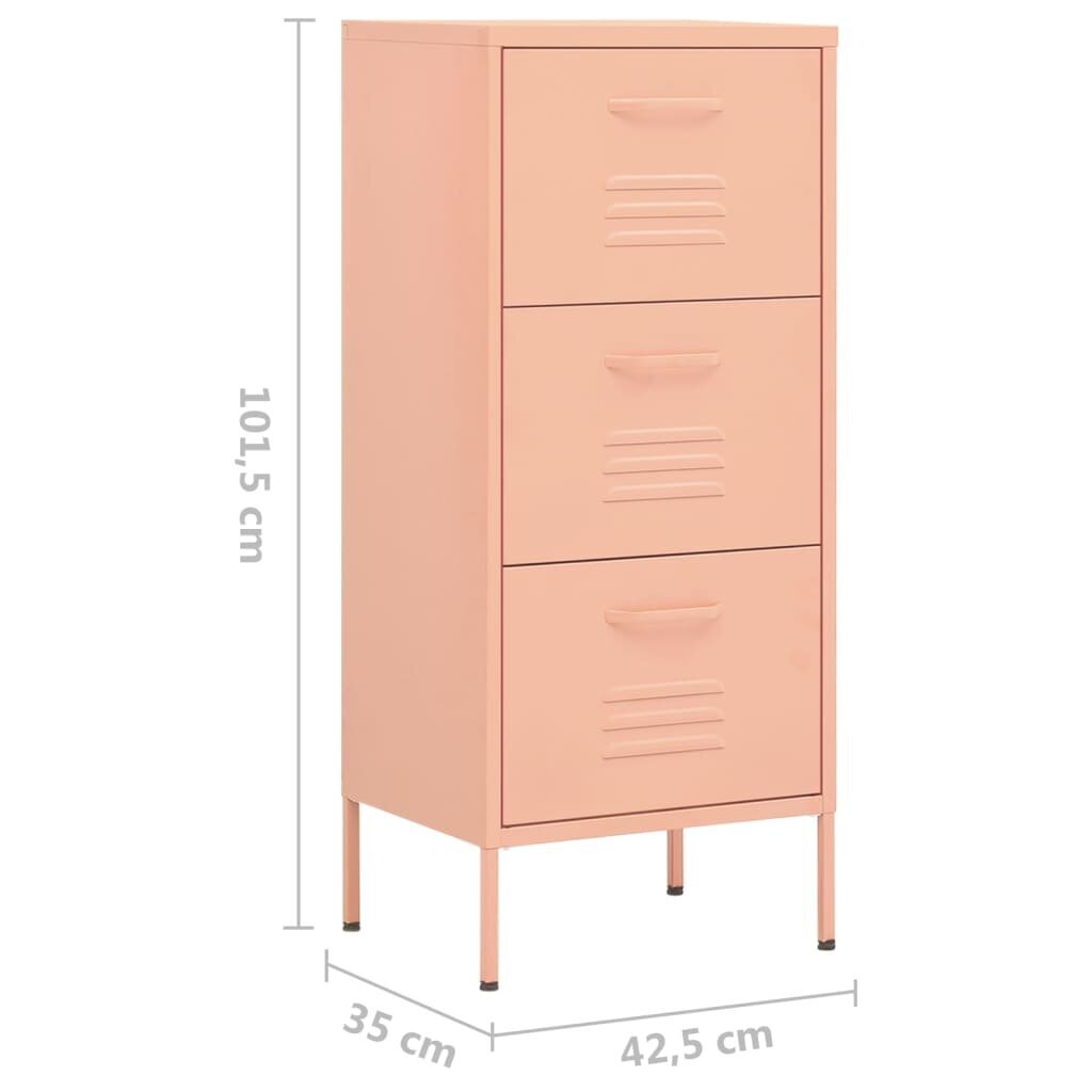 vidaXL Varastokaappi pinkki 42,5x35x101,5 cm teräs hinta ja tiedot | Olohuoneen kaapit ja lipastot | hobbyhall.fi