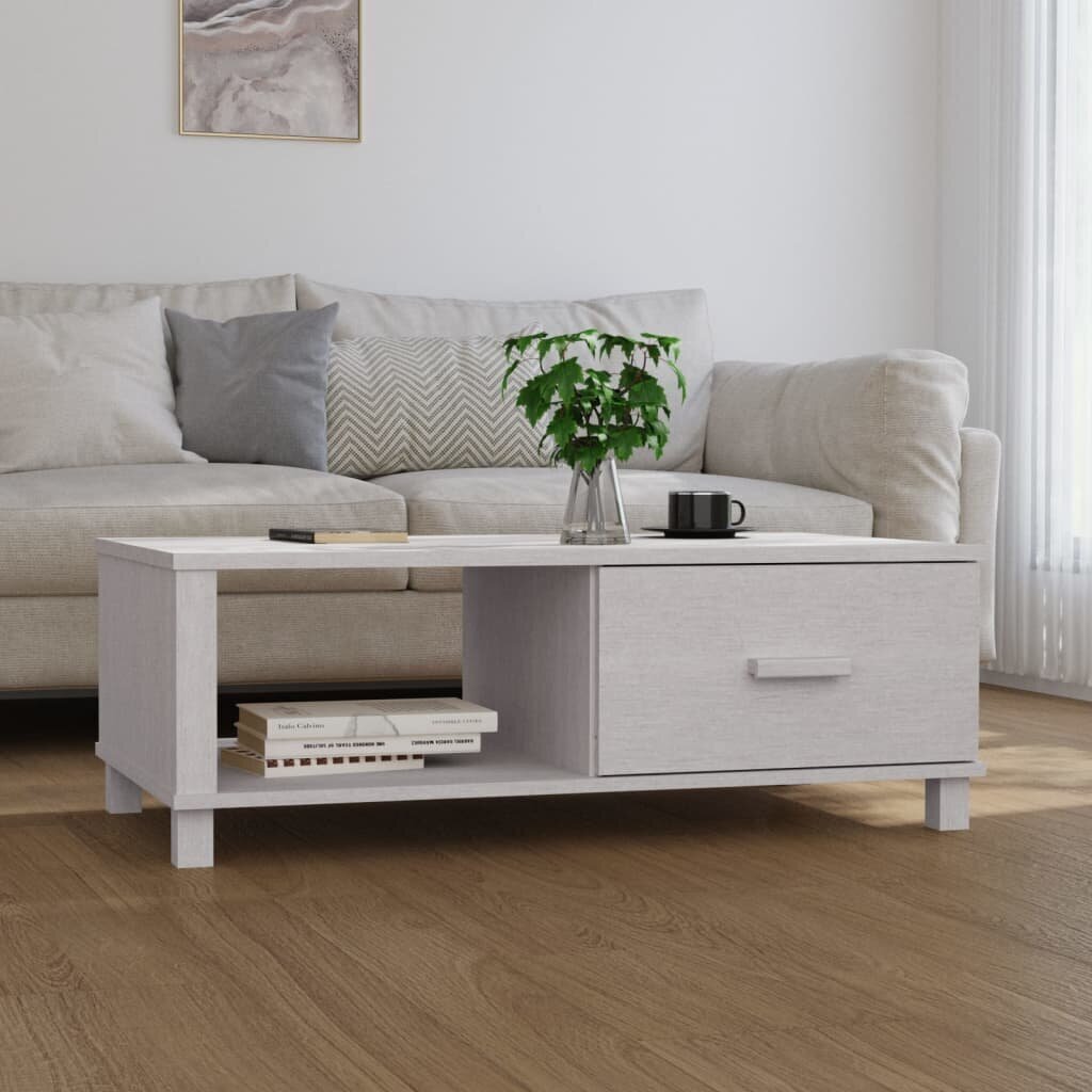 vidaXL Sohvapöytä HAMAR valkoinen 100x55x35 cm täysi mänty hinta ja tiedot | Sohvapöydät | hobbyhall.fi