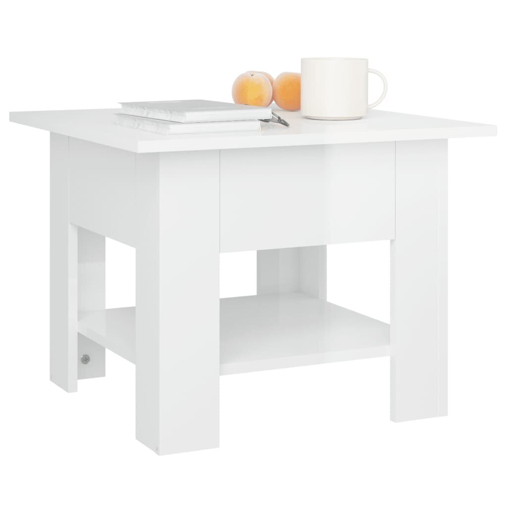 vidaXL Sohvapöytä korkeakiilto valkoinen 55x55x42 cm tekninen puu hinta ja tiedot | Sohvapöydät | hobbyhall.fi
