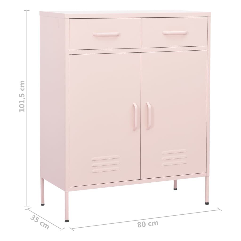 vidaXL Varastokaappi pinkki 80x35x101,5 cm teräs hinta ja tiedot | Olohuoneen kaapit ja lipastot | hobbyhall.fi