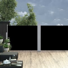 vidaXL Sisäänvedettävä sivumarkiisi 140x1000 cm musta hinta ja tiedot | Aurinkovarjot ja markiisit | hobbyhall.fi