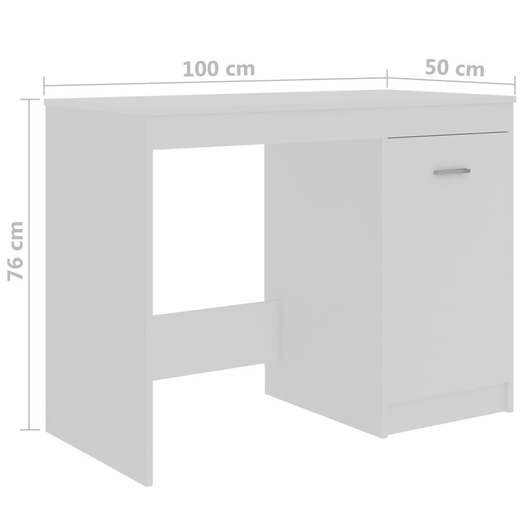 vidaXL Työpöytä valkoinen 100x50x76 cm lastulevy hinta ja tiedot | Tietokonepöydät ja työpöydät | hobbyhall.fi