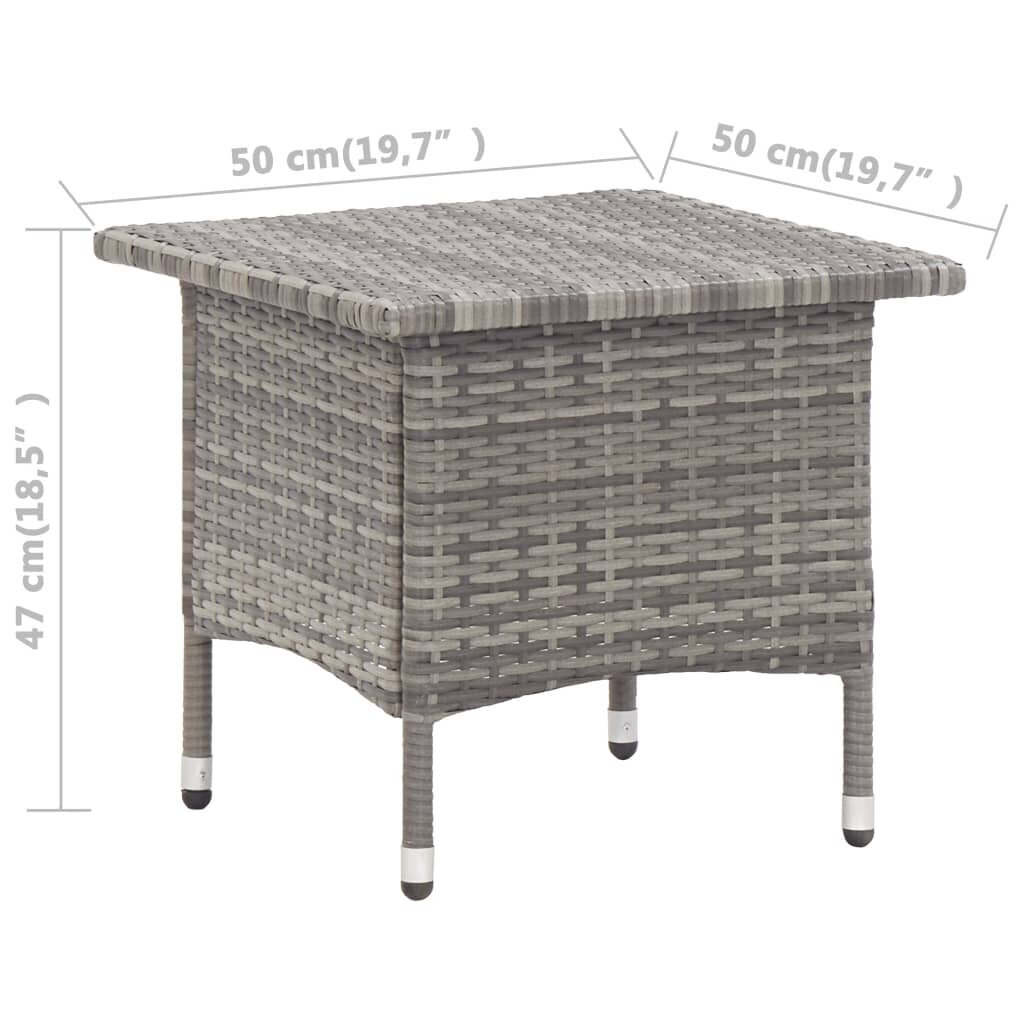 vidaXL Teepöytä 50x50x47 cm polyrottinki harmaa hinta ja tiedot | Puutarhapöydät | hobbyhall.fi
