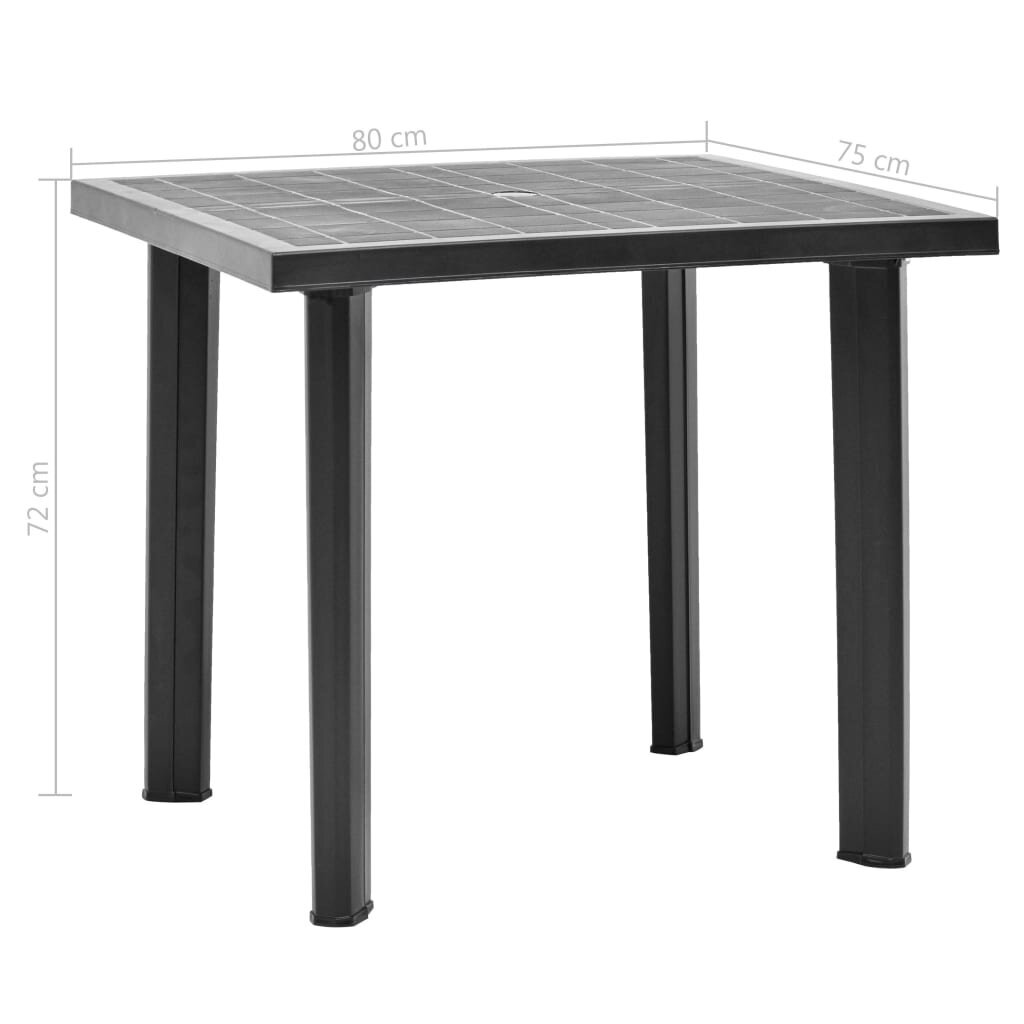 vidaXL Puutarhapöytä antrasiitti 80x75x72 cm muovi hinta ja tiedot | Puutarhapöydät | hobbyhall.fi