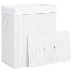 vidaXL Bambu pyykkikori 2 osiota valkoinen 100 l hinta ja tiedot | Kylpyhuoneen sisustus | hobbyhall.fi