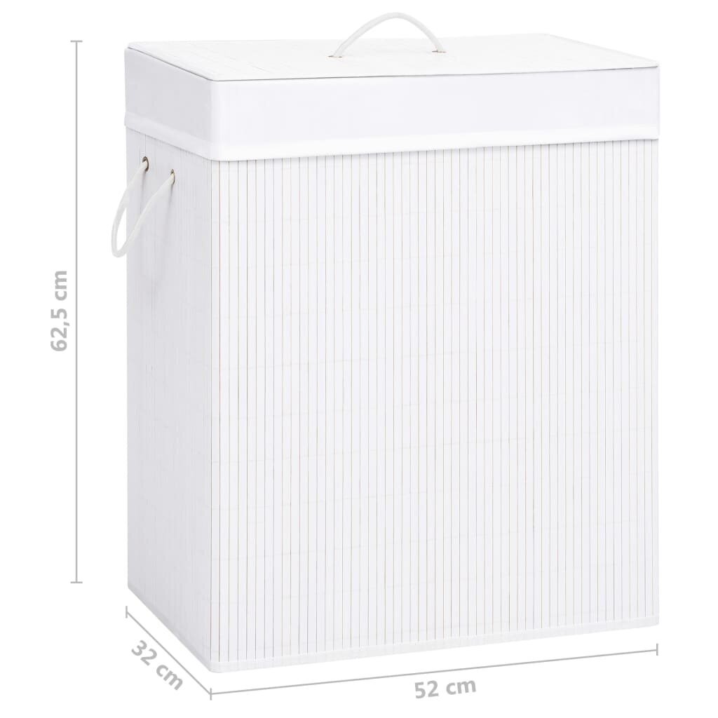 vidaXL Bambu pyykkikori 2 osiota valkoinen 100 l hinta ja tiedot | Kylpyhuoneen sisustus | hobbyhall.fi