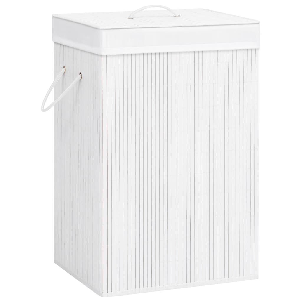 vidaXL Bambu pyykkikori 2 osiota valkoinen 72 l hinta ja tiedot | Kylpyhuoneen sisustus | hobbyhall.fi