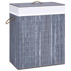 vidaXL Bambu pyykkikori 2 osiota harmaa 100 l hinta ja tiedot | Kylpyhuoneen sisustus | hobbyhall.fi