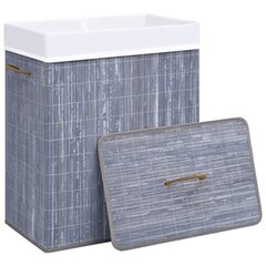 vidaXL Bambu pyykkikori 2 osiota harmaa 100 l hinta ja tiedot | Kylpyhuoneen sisustus | hobbyhall.fi