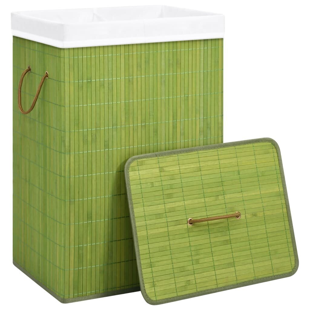 vidaXL Bambu pyykkikori 2 osiota vihreä 72 l hinta ja tiedot | Kylpyhuoneen sisustus | hobbyhall.fi