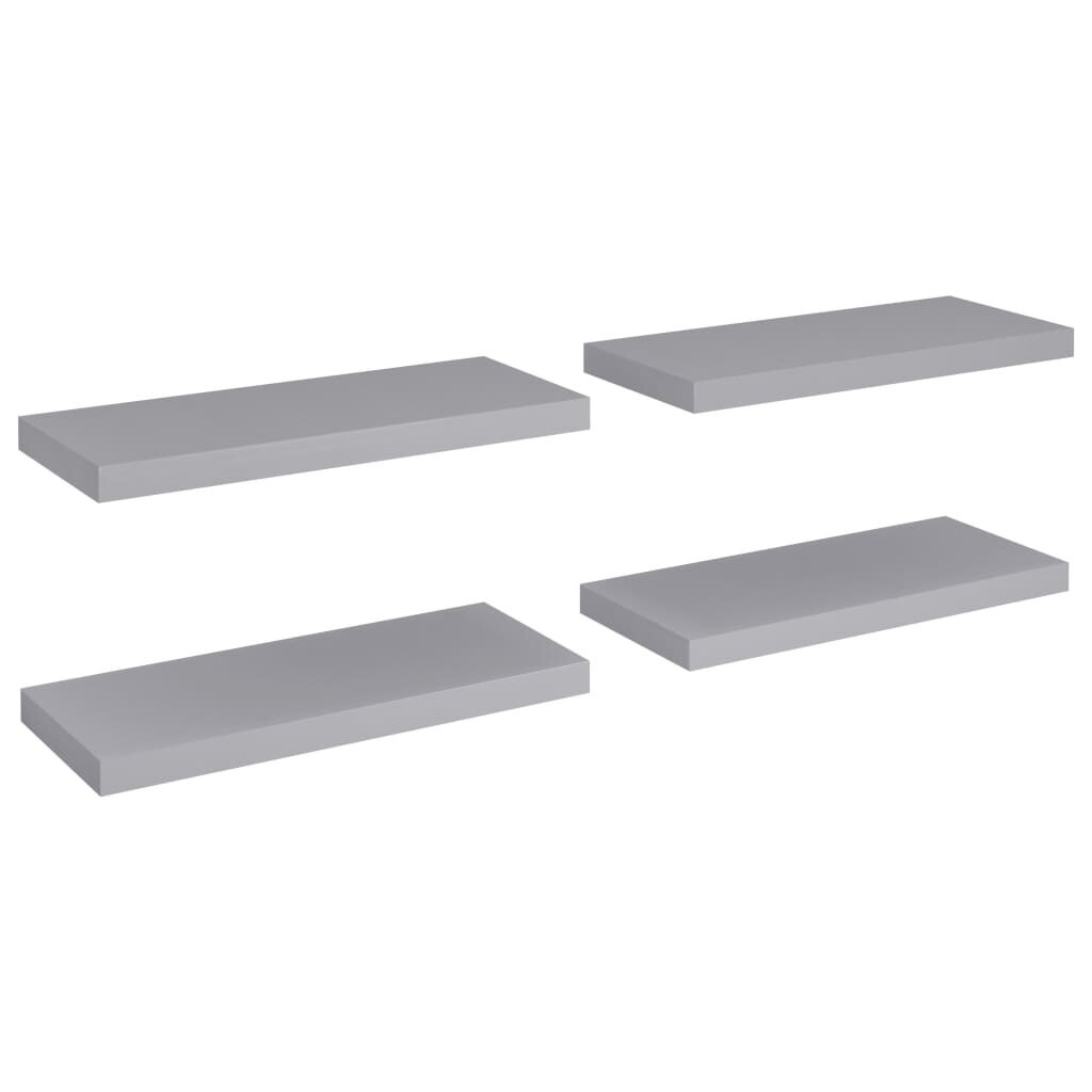 vidaXL Kelluvat seinähyllyt 4 kpl harmaa 60x23,5x3,8 cm MDF hinta ja tiedot | Hyllyt | hobbyhall.fi