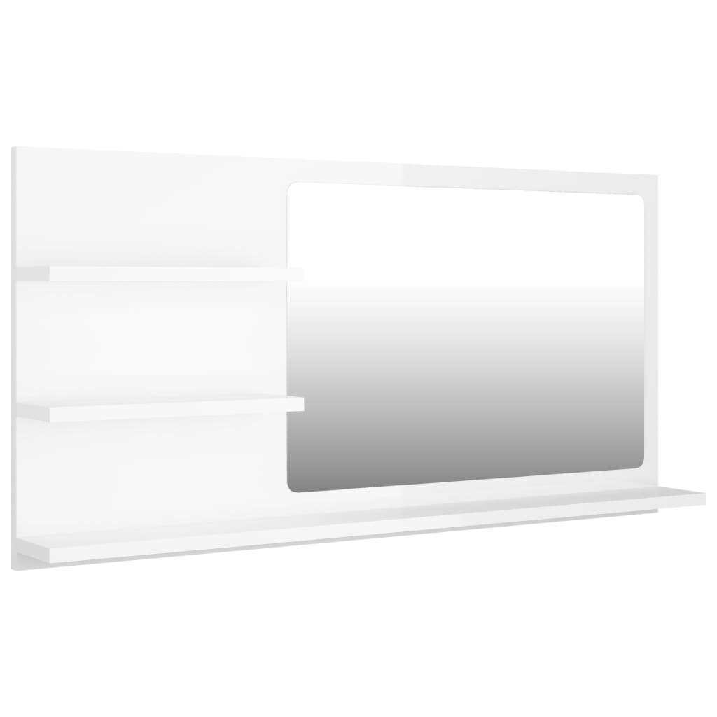 vidaXL Kylpyhuonepeili korkeakiilto valkoinen 90x10,5x45 cm lastulevy hinta ja tiedot | Kylpyhuonekaapit | hobbyhall.fi