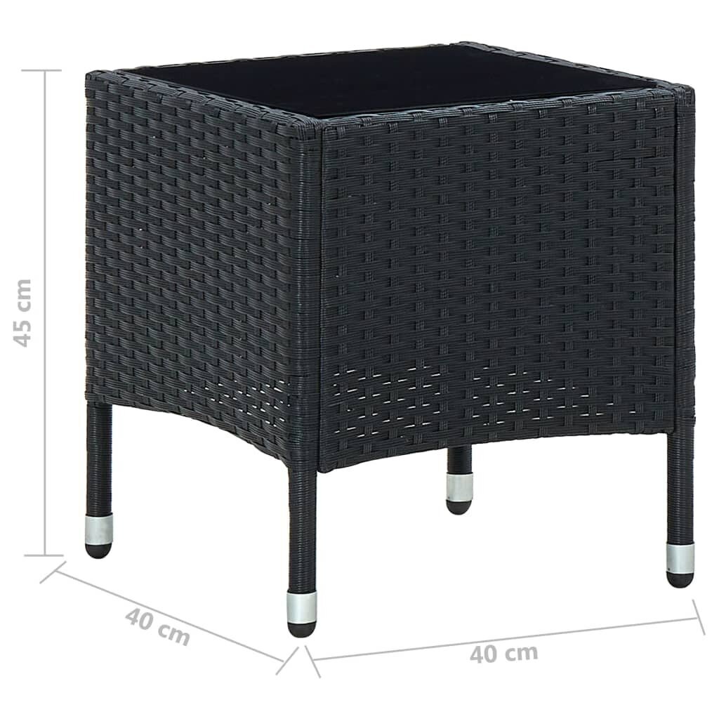 vidaXL Puutarhapöytä musta 40x40x45 cm polyrottinki hinta ja tiedot | Puutarhapöydät | hobbyhall.fi